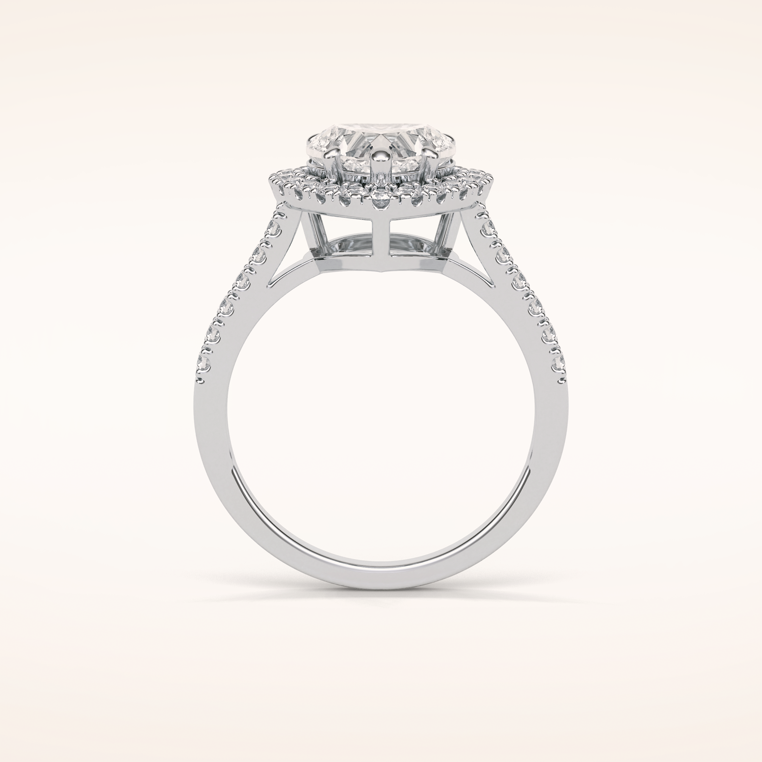 2 CT Heart Shaped Halo & Pave Moissanite Engagement Ring