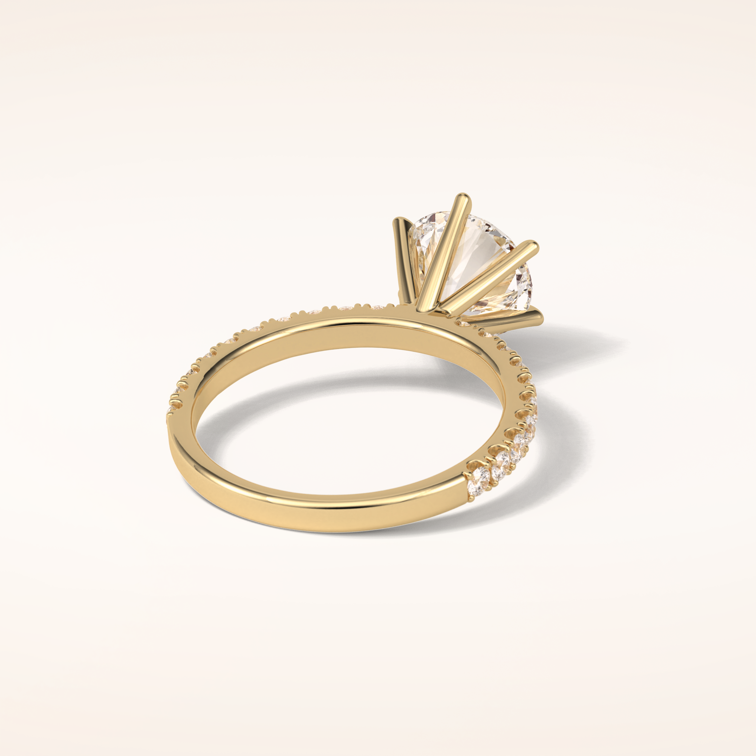 2.3 CT Round Shaped Pave Moissanite Engagement Ring