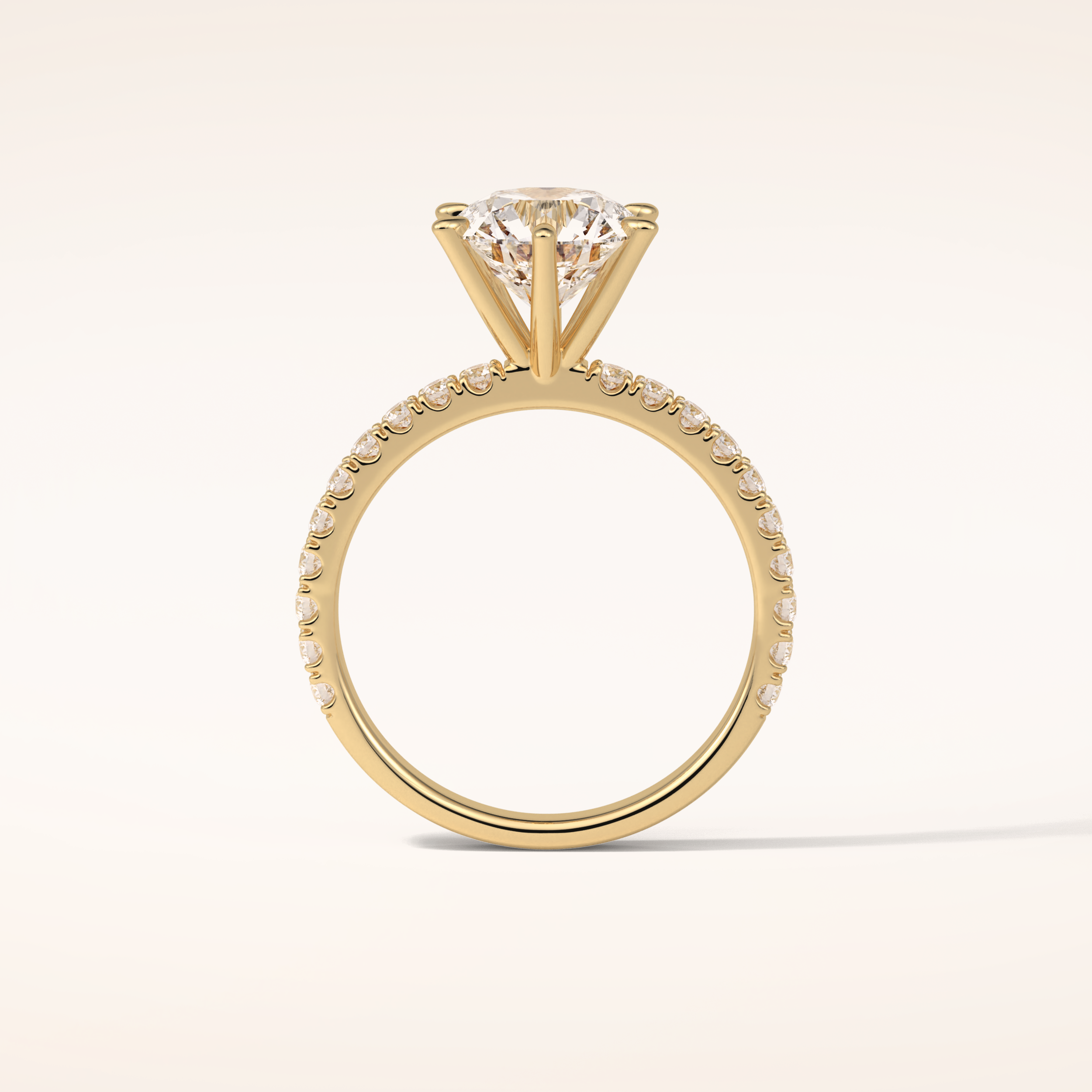 2.3 CT Round Shaped Pave Moissanite Engagement Ring