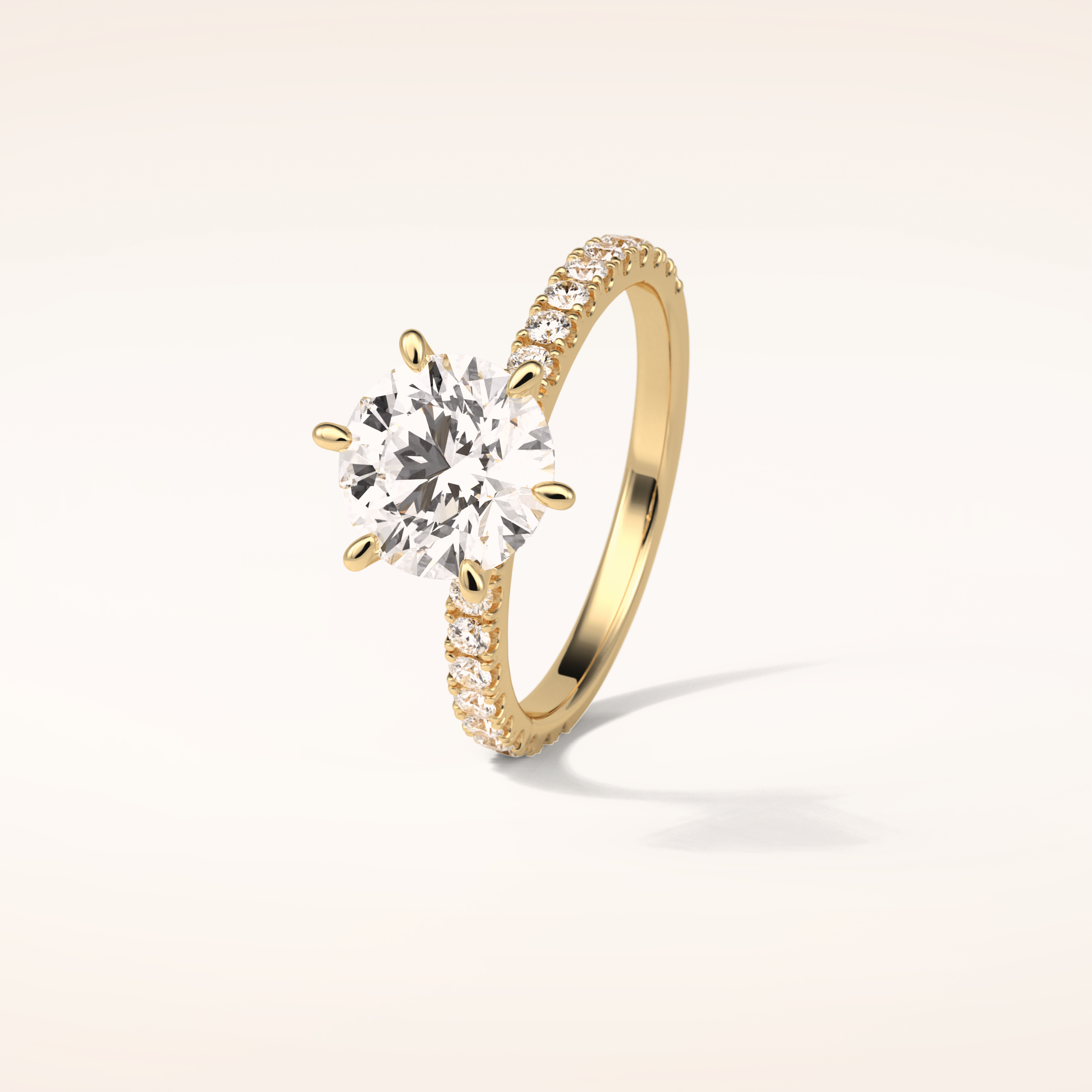 2.3 CT Round Shaped Pave Moissanite Engagement Ring