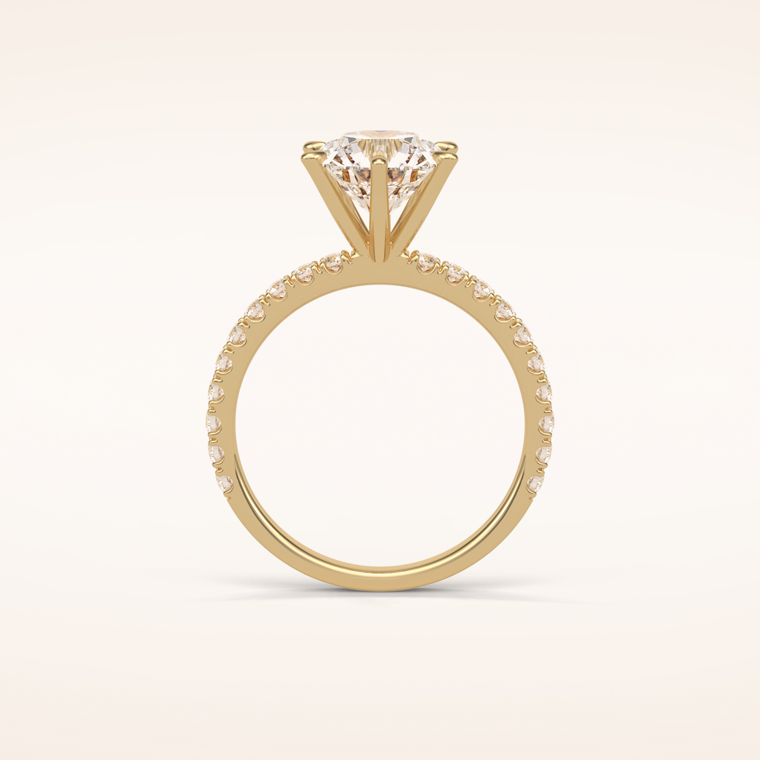 2.3 CT Round Shaped Pave Moissanite Engagement Ring