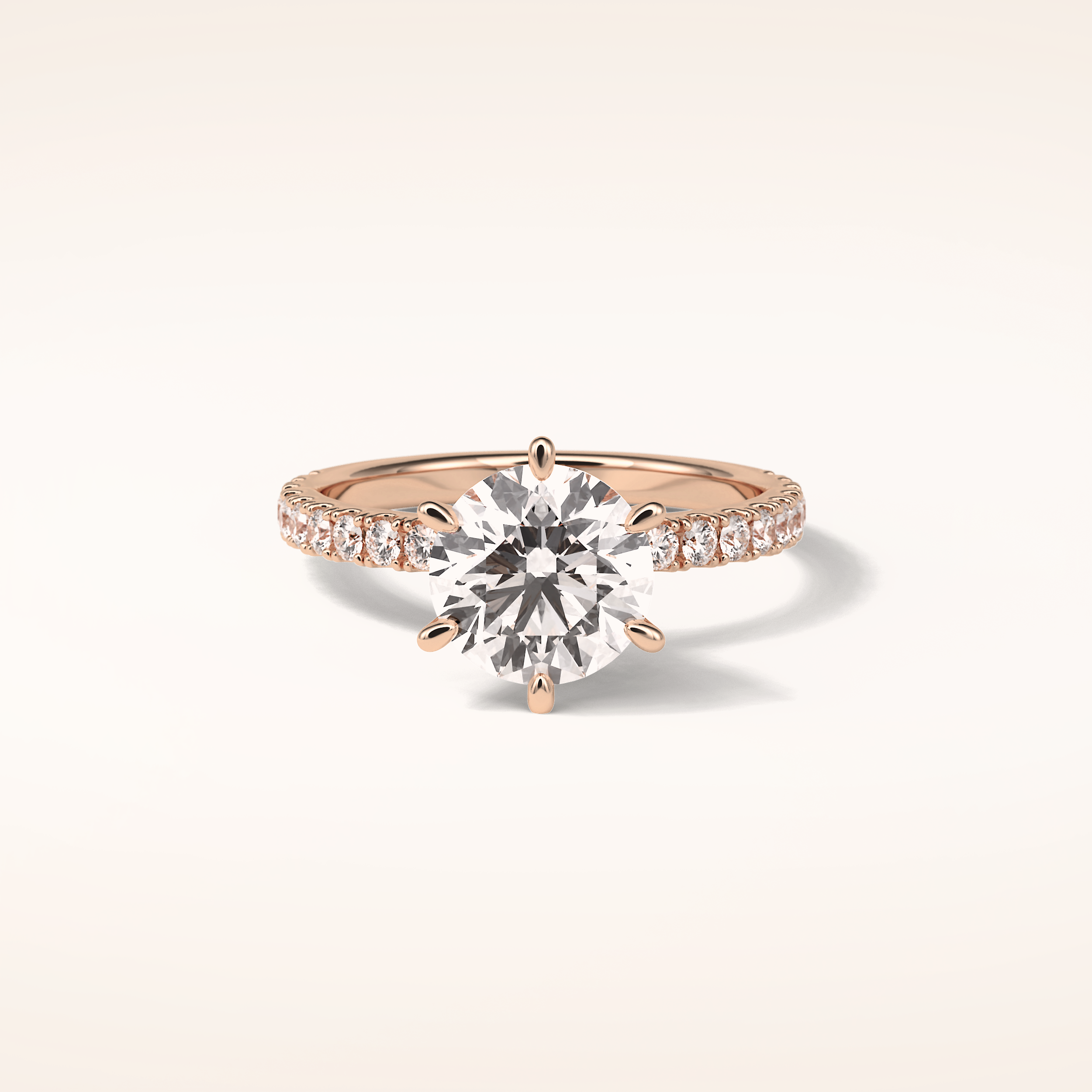 2.3 CT Round Shaped Pave Moissanite Engagement Ring