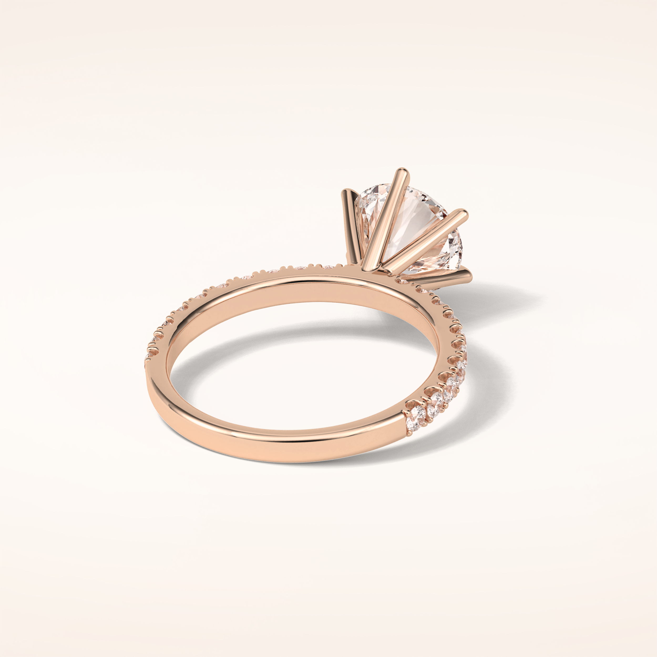 2.3 CT Round Shaped Pave Moissanite Engagement Ring