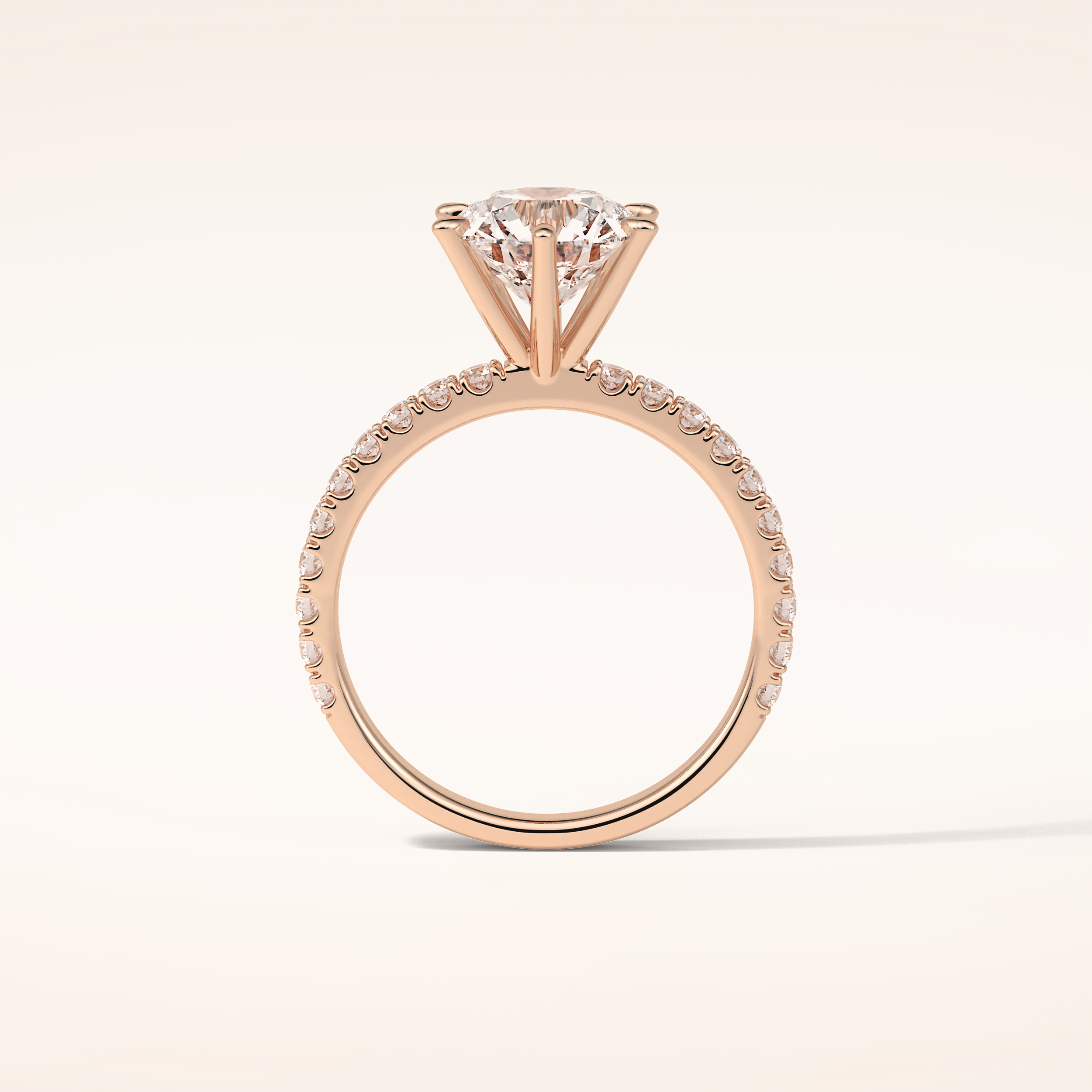 2.3 CT Round Shaped Pave Moissanite Engagement Ring