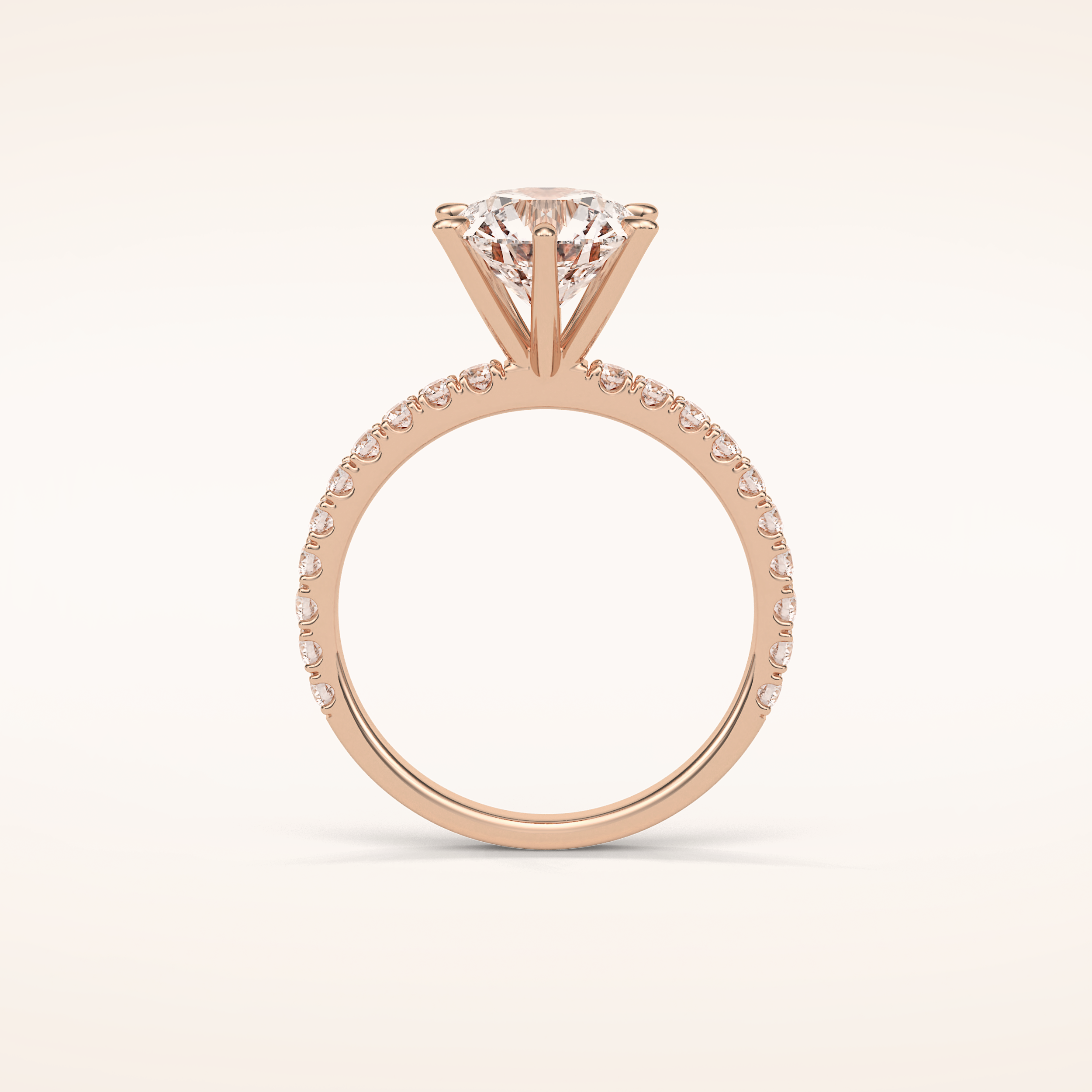 2.3 CT Round Shaped Pave Moissanite Engagement Ring