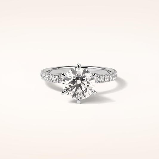 2.3 CT Round Shaped Pave Moissanite Engagement Ring