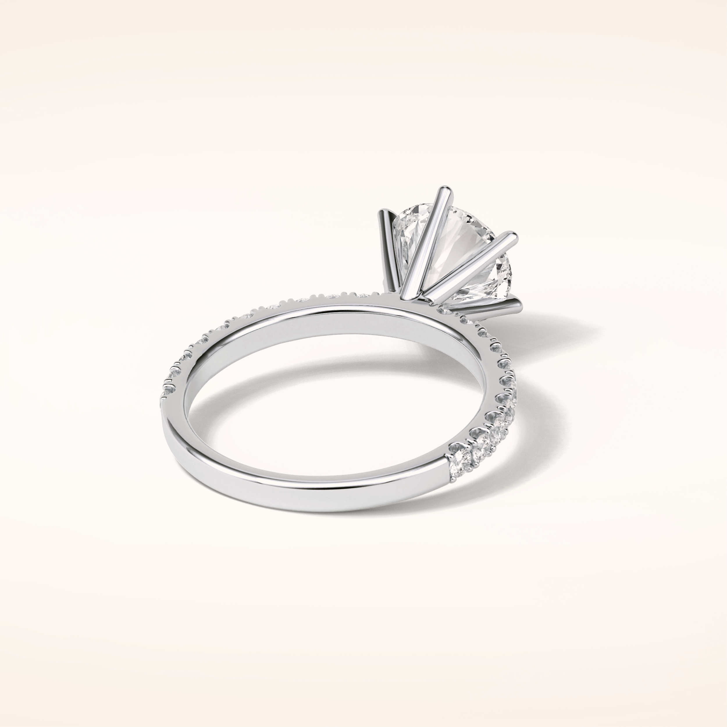 2.3 CT Round Shaped Pave Moissanite Engagement Ring