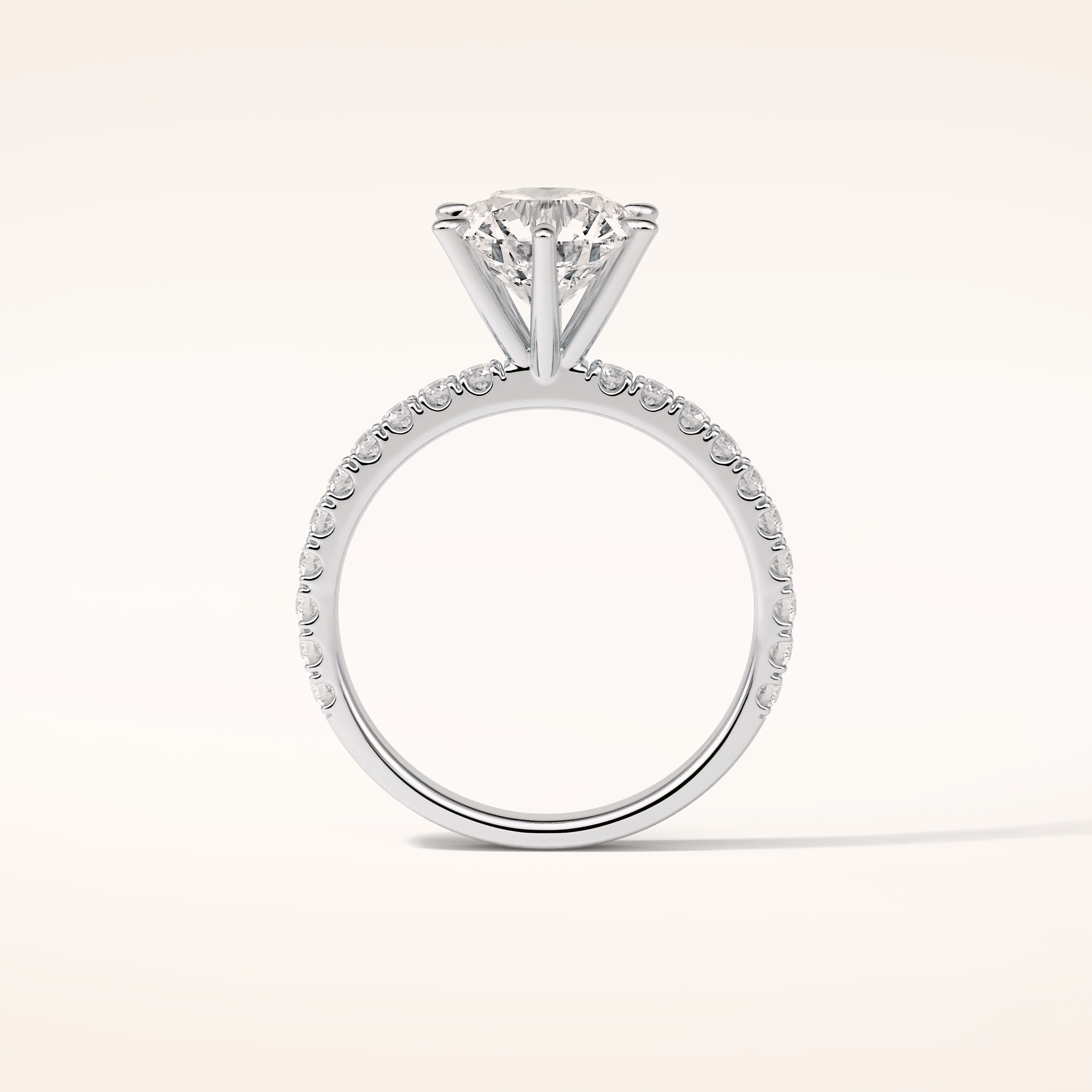 2.3 CT Round Shaped Pave Moissanite Engagement Ring