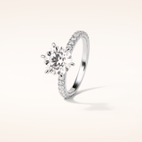 2.3 CT Round Shaped Pave Moissanite Engagement Ring
