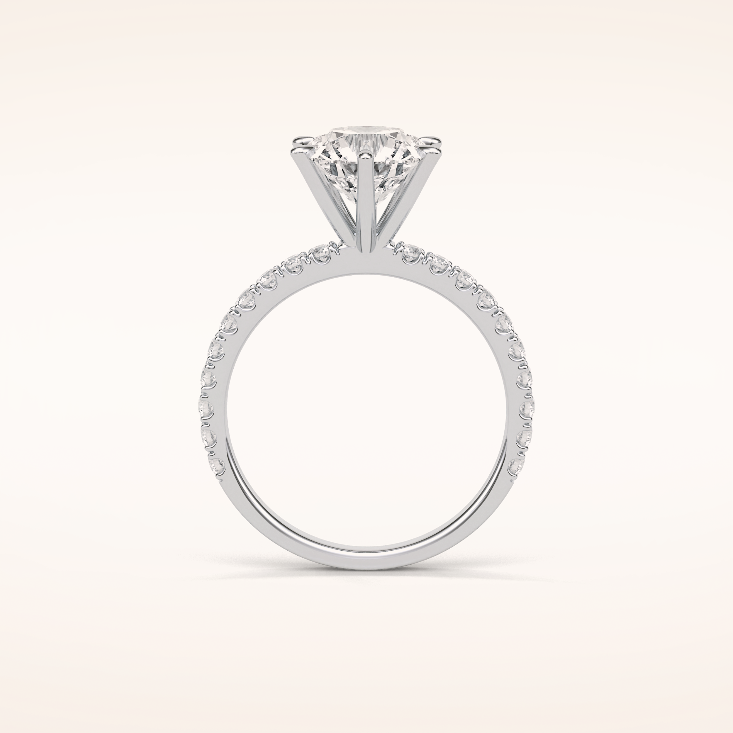 2.3 CT Round Shaped Pave Moissanite Engagement Ring
