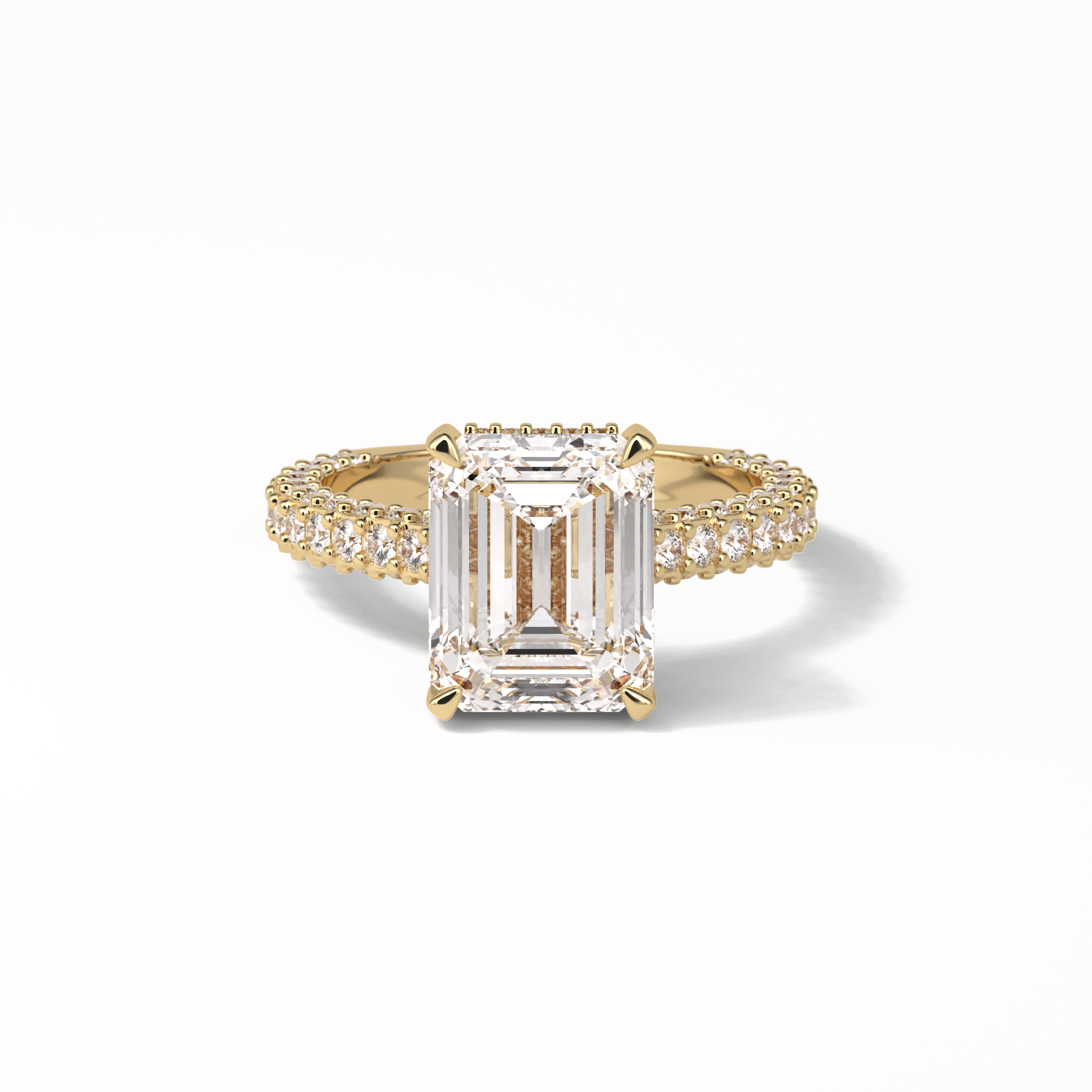 Emerald Pave Lab Grown Diamond Engagement Ring