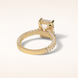 3.24 CT Emerald Shaped Pave Moissanite Engagement Ring