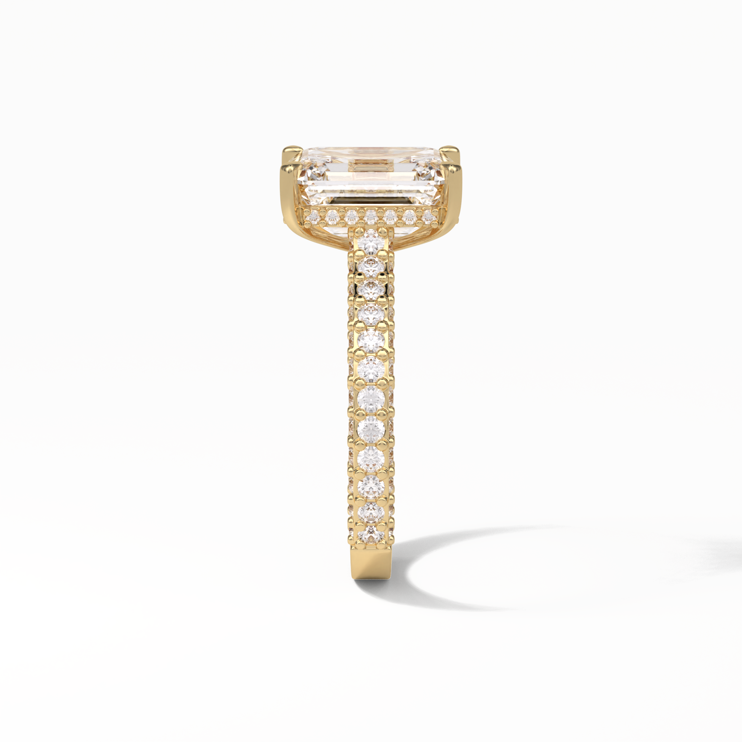 Emerald Pave Lab Grown Diamond Engagement Ring