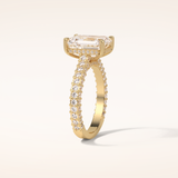 3.24 CT Emerald Shaped Pave Moissanite Engagement Ring