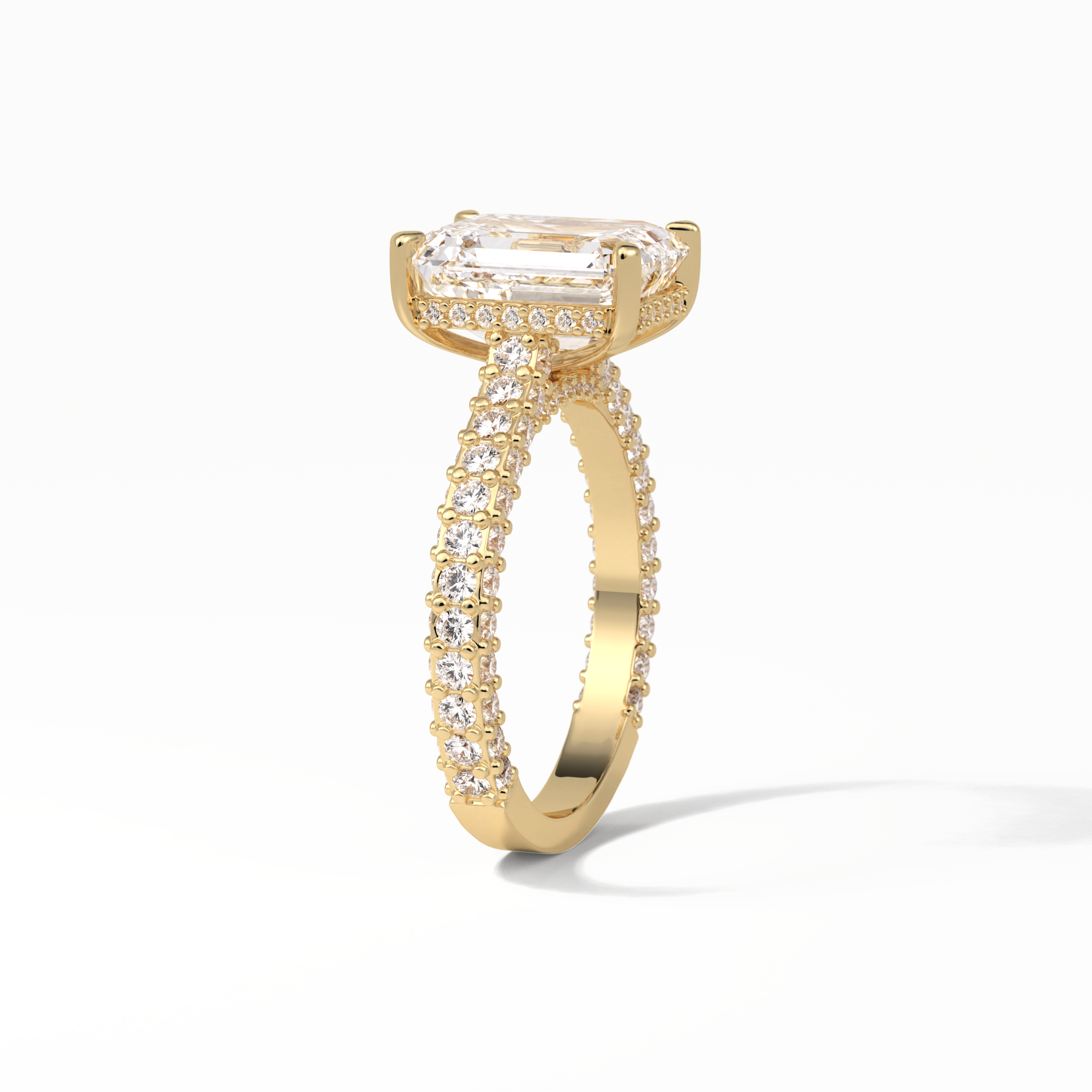 Emerald Pave Lab Grown Diamond Engagement Ring