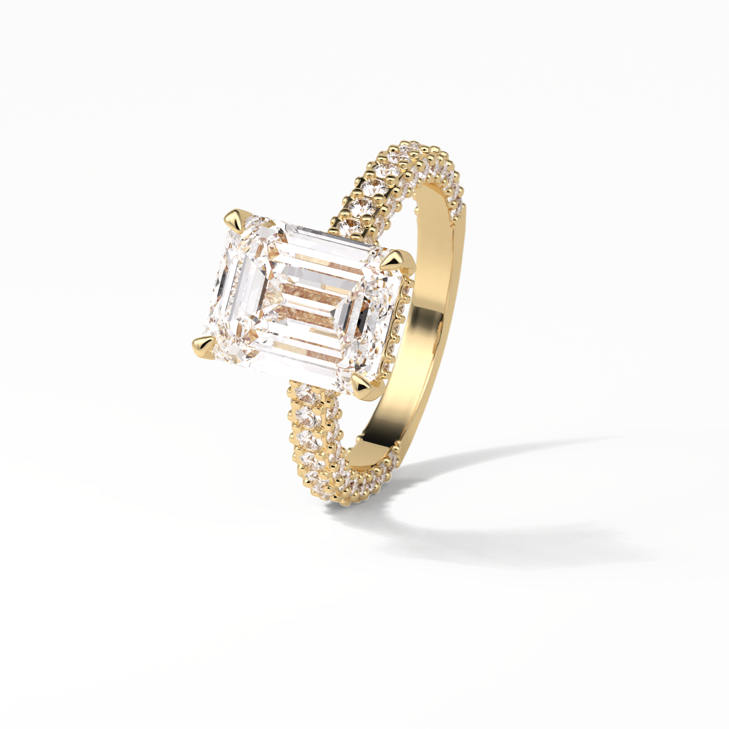 Emerald Pave Lab Grown Diamond Engagement Ring