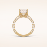 3.24 CT Emerald Shaped Pave Moissanite Engagement Ring