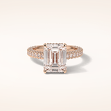 3.24 CT Emerald Shaped Pave Moissanite Engagement Ring