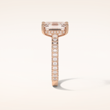 3.24 CT Emerald Shaped Pave Moissanite Engagement Ring