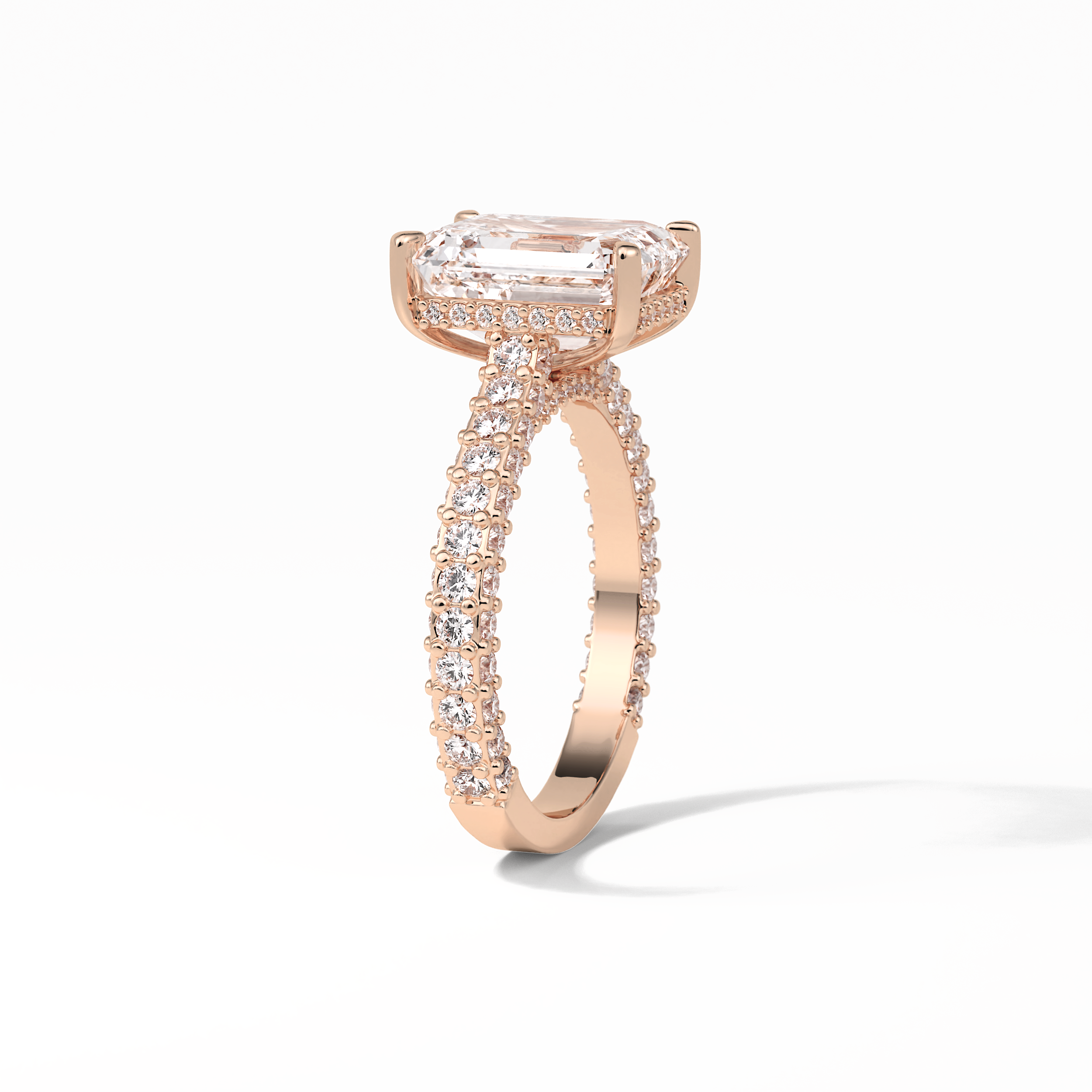 Emerald Pave Lab Grown Diamond Engagement Ring