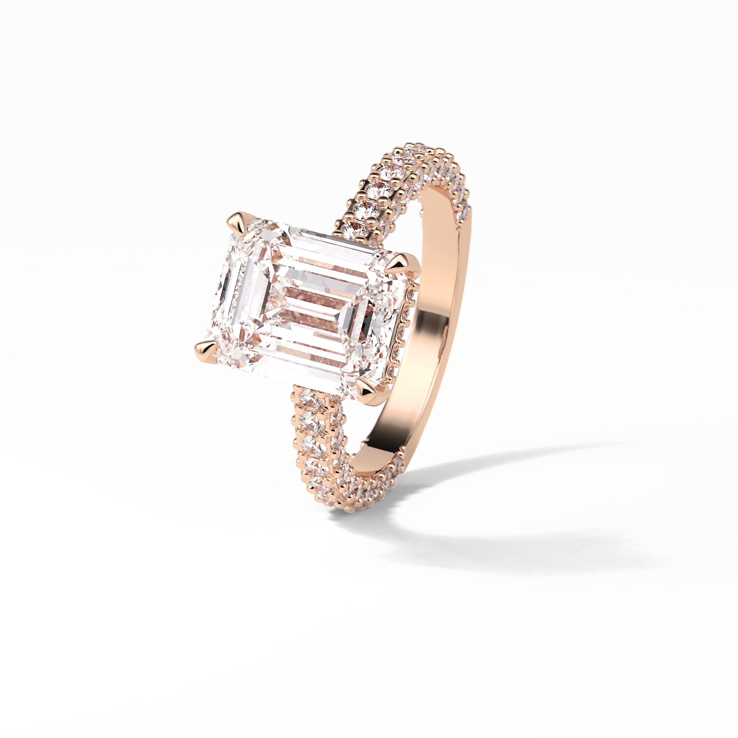 Emerald Pave Lab Grown Diamond Engagement Ring