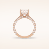 3.24 CT Emerald Shaped Pave Moissanite Engagement Ring