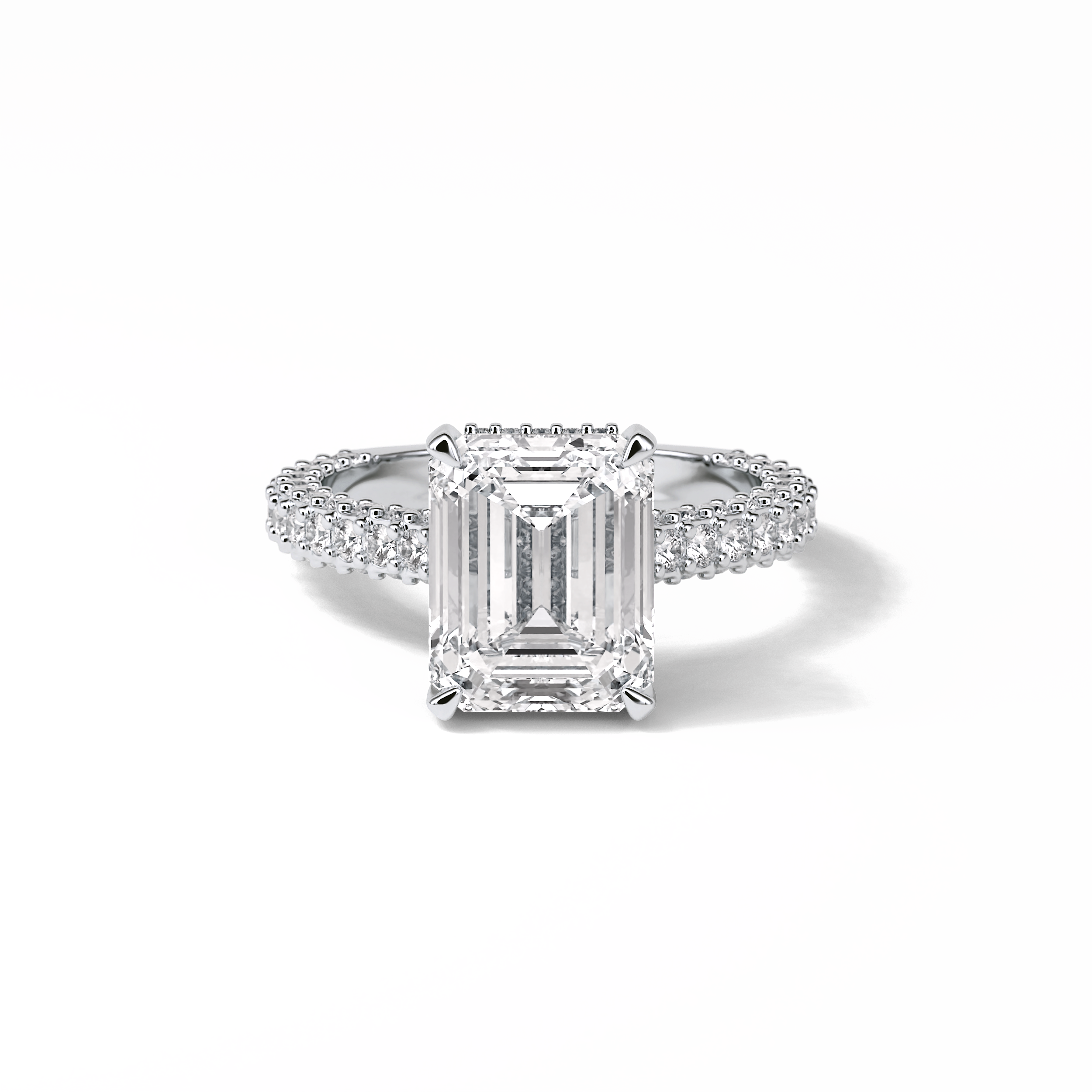 Emerald Pave Lab Grown Diamond Engagement Ring