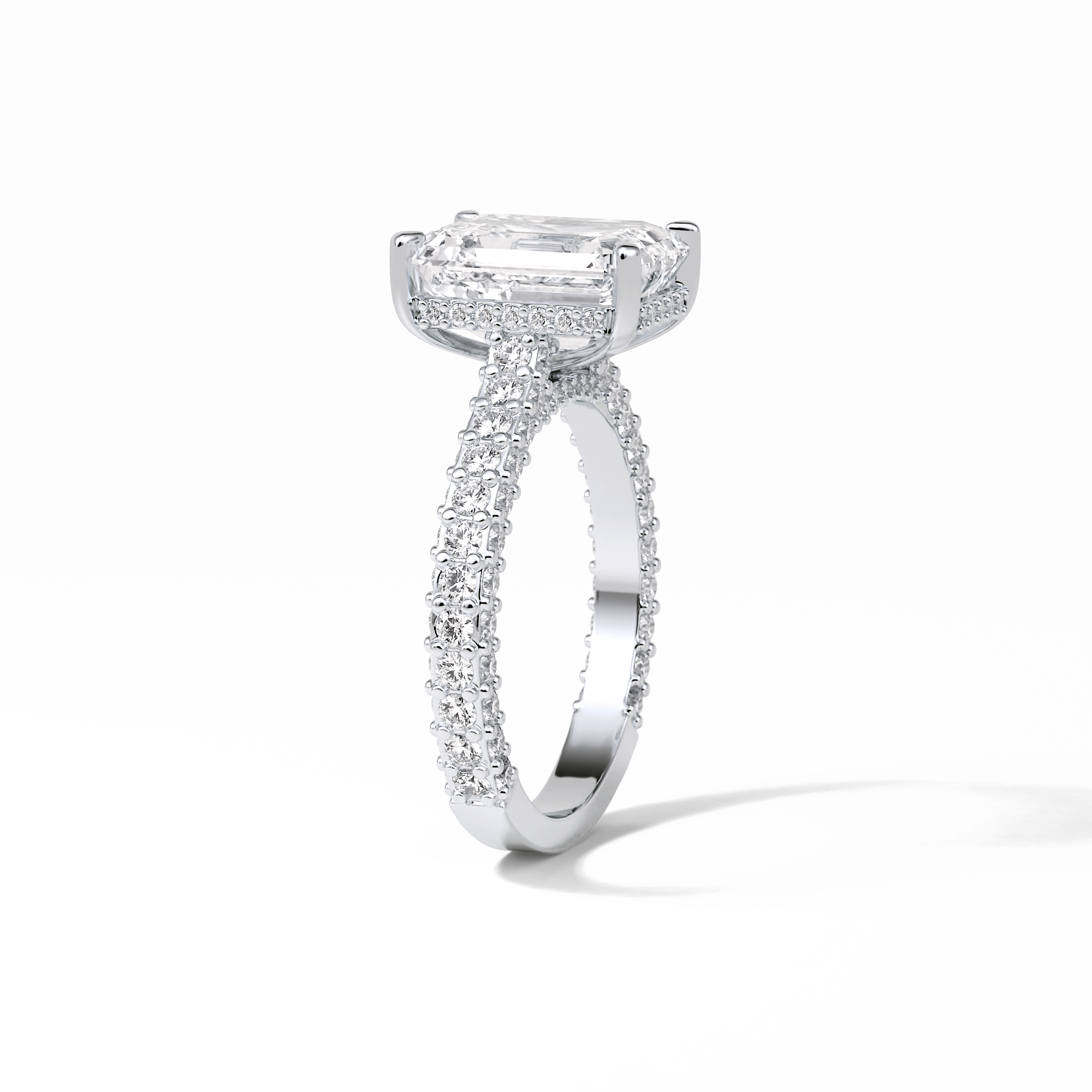 Emerald Pave Lab Grown Diamond Engagement Ring