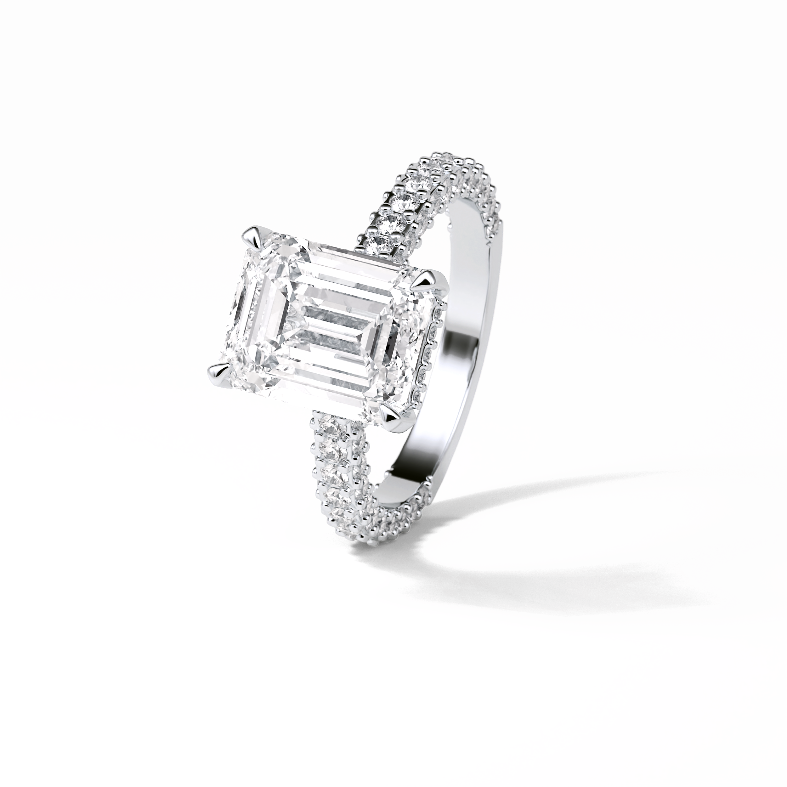 Emerald Pave Lab Grown Diamond Engagement Ring