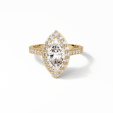 Marquise Pave & Halo Lab Grown Diamond Engagement Ring