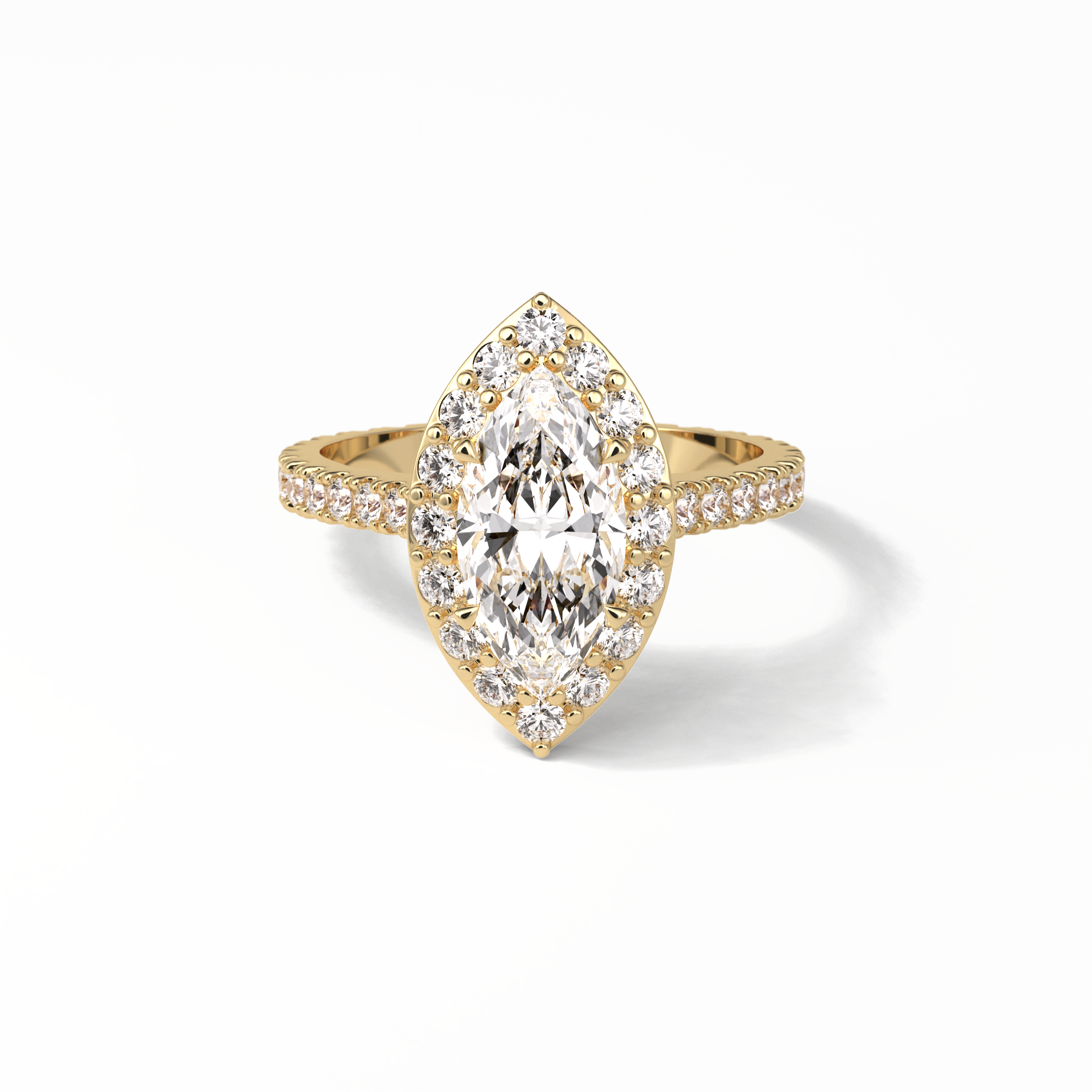 Marquise Pave & Halo Lab Grown Diamond Engagement Ring