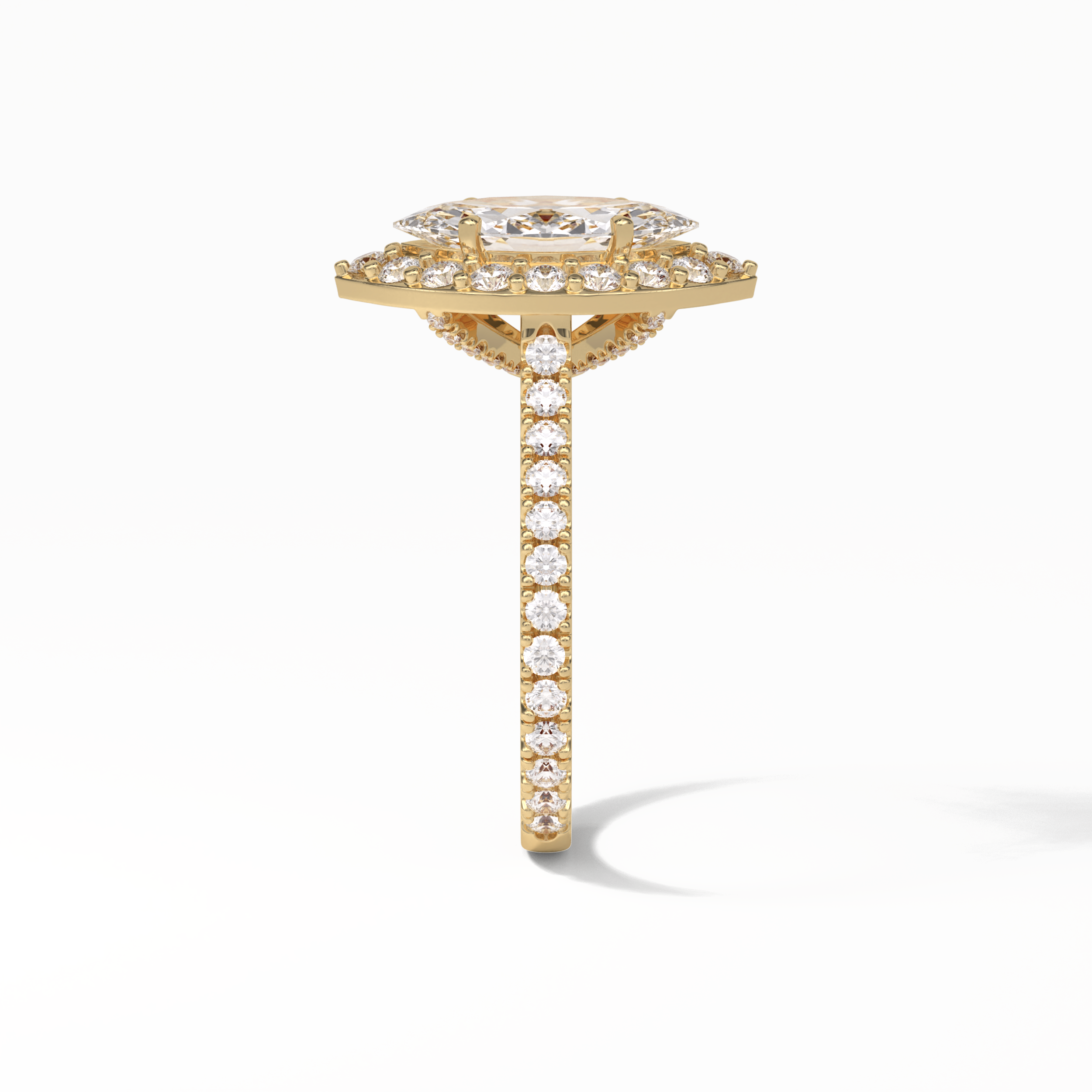 Marquise Pave & Halo Lab Grown Diamond Engagement Ring
