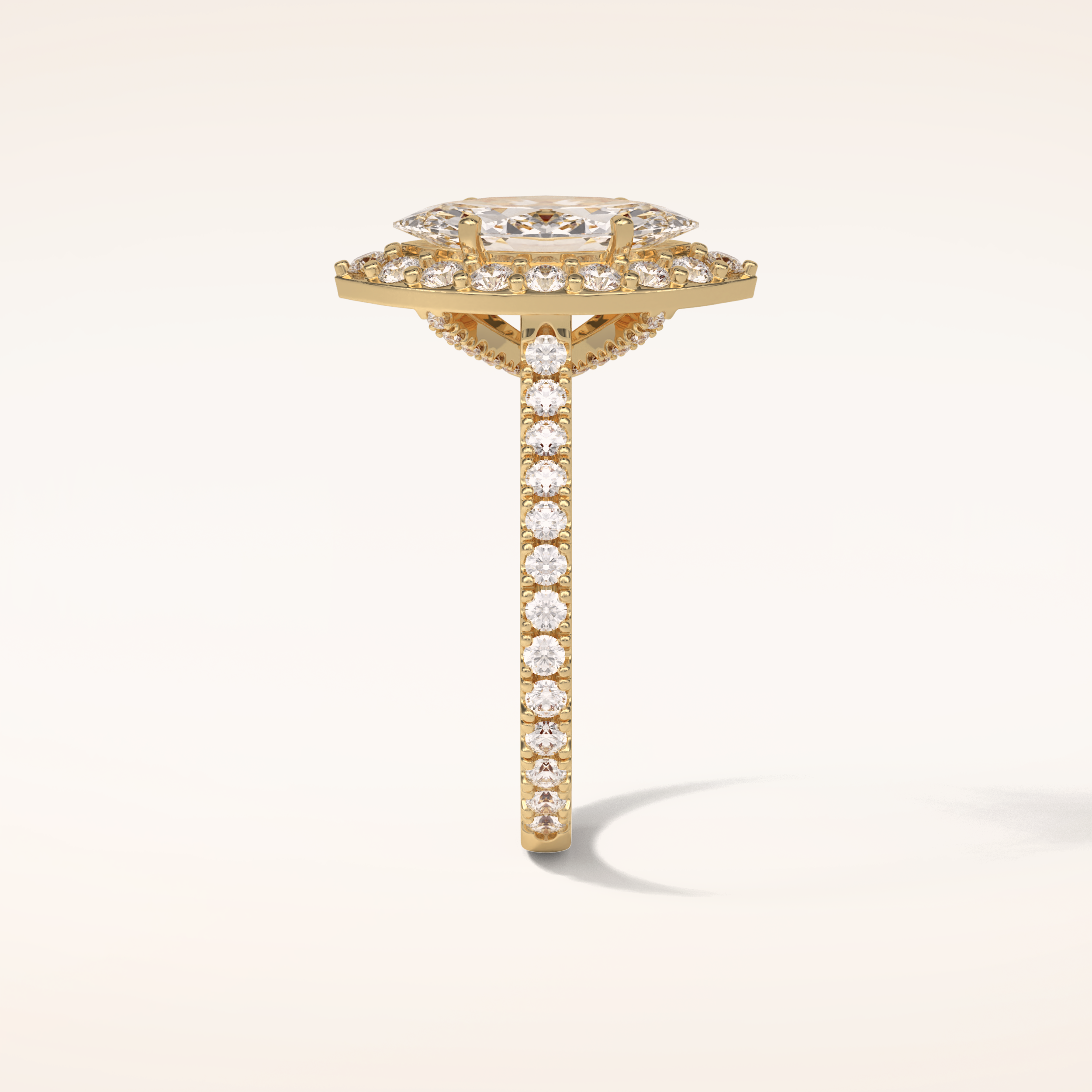 1.58 CT Marquise Shaped Halo & Pave Moissanite Engagement Ring