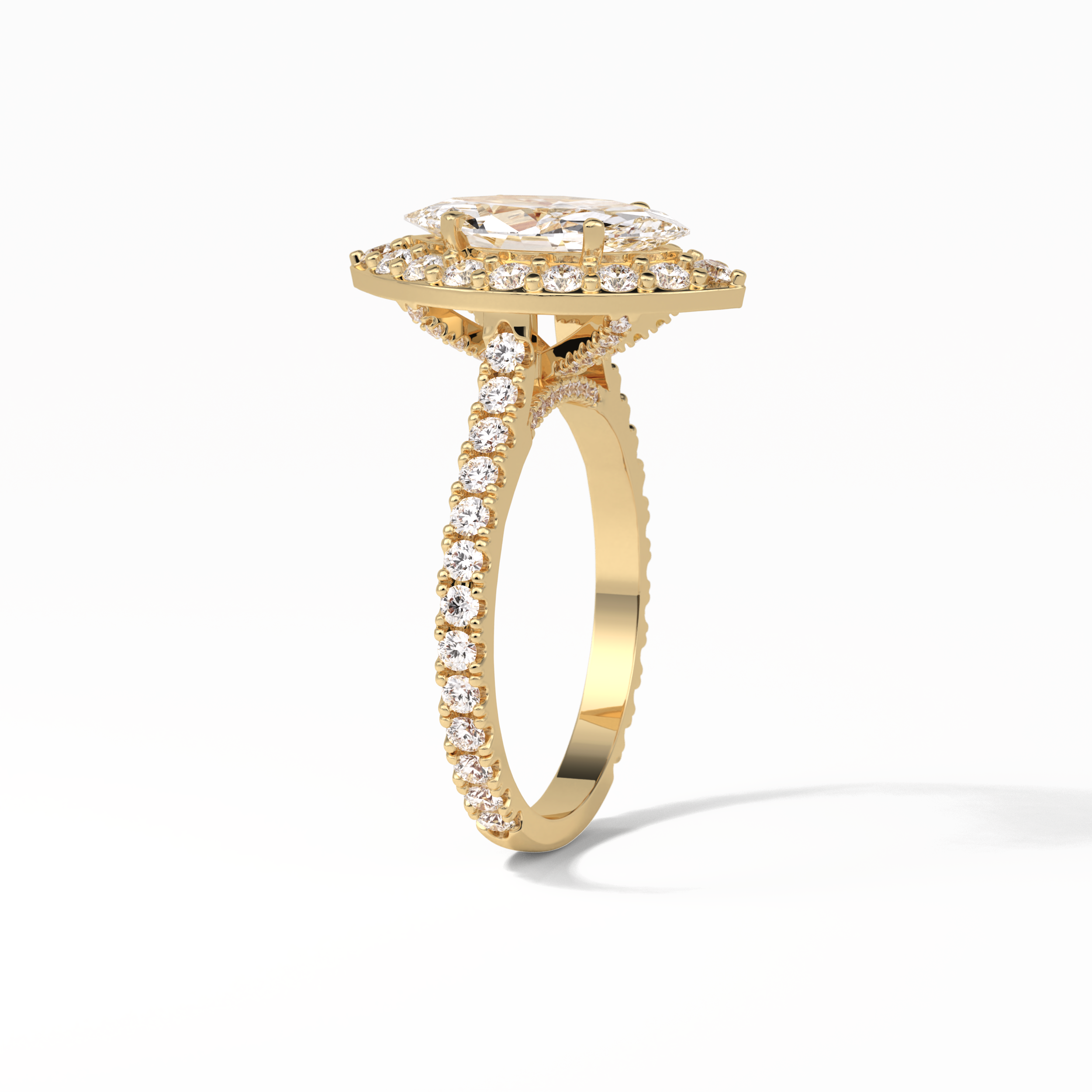 Marquise Pave & Halo Lab Grown Diamond Engagement Ring