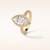 1.58 CT Marquise Shaped Halo & Pave Moissanite Engagement Ring