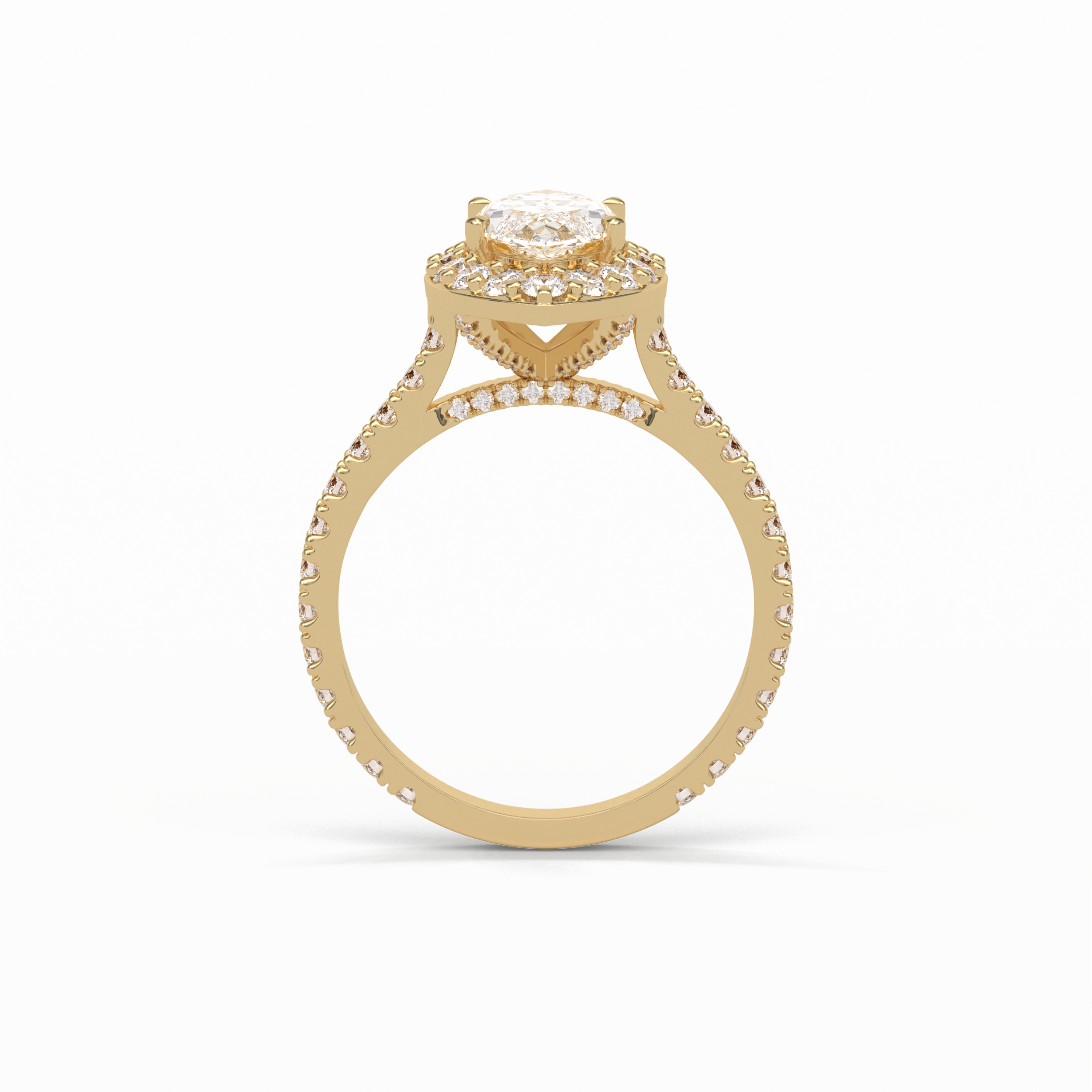 Marquise Pave & Halo Lab Grown Diamond Engagement Ring