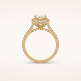 1.58 CT Marquise Shaped Halo & Pave Moissanite Engagement Ring