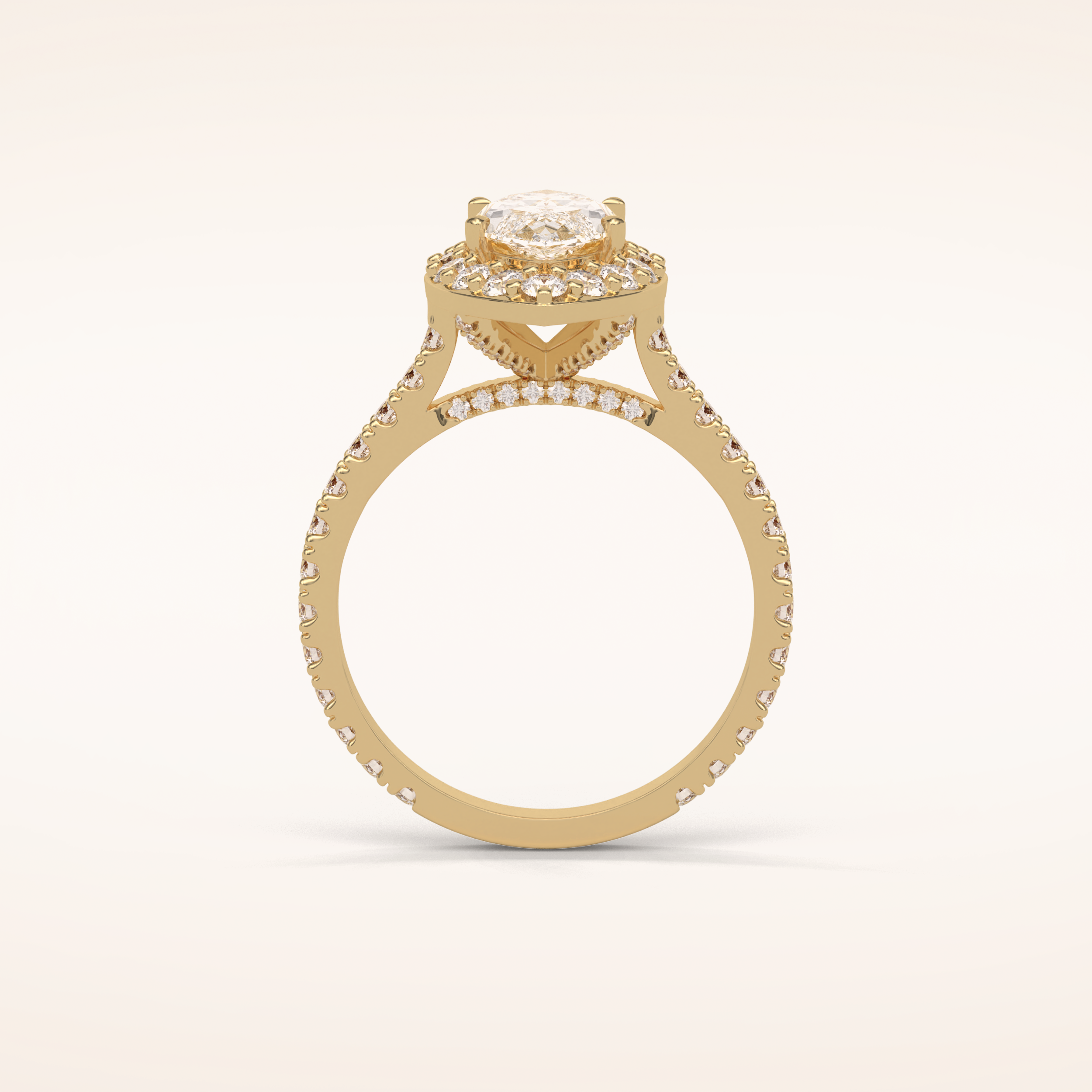 1.58 CT Marquise Shaped Halo & Pave Moissanite Engagement Ring