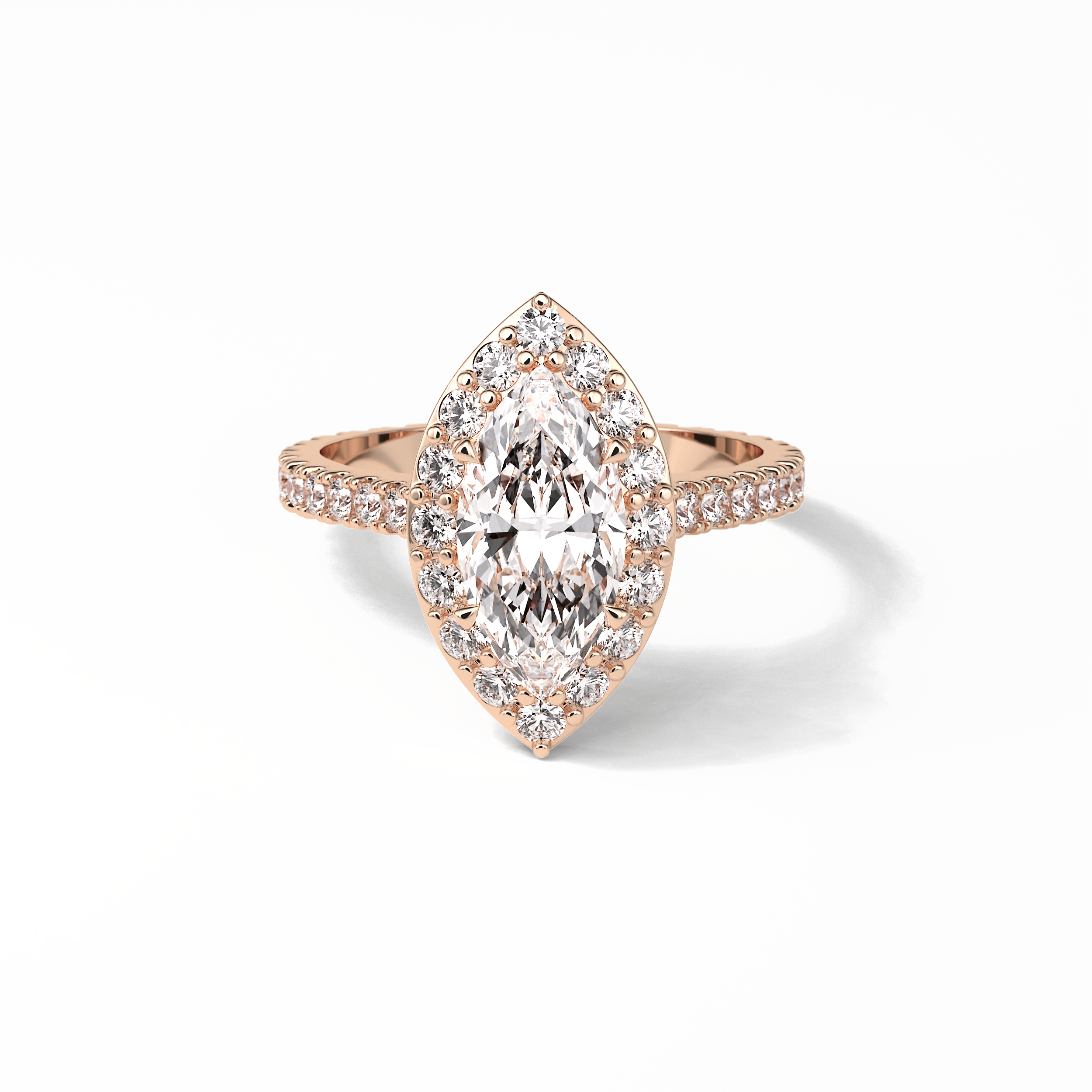 Marquise Pave & Halo Lab Grown Diamond Engagement Ring