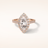 1.58 CT Marquise Shaped Halo & Pave Moissanite Engagement Ring