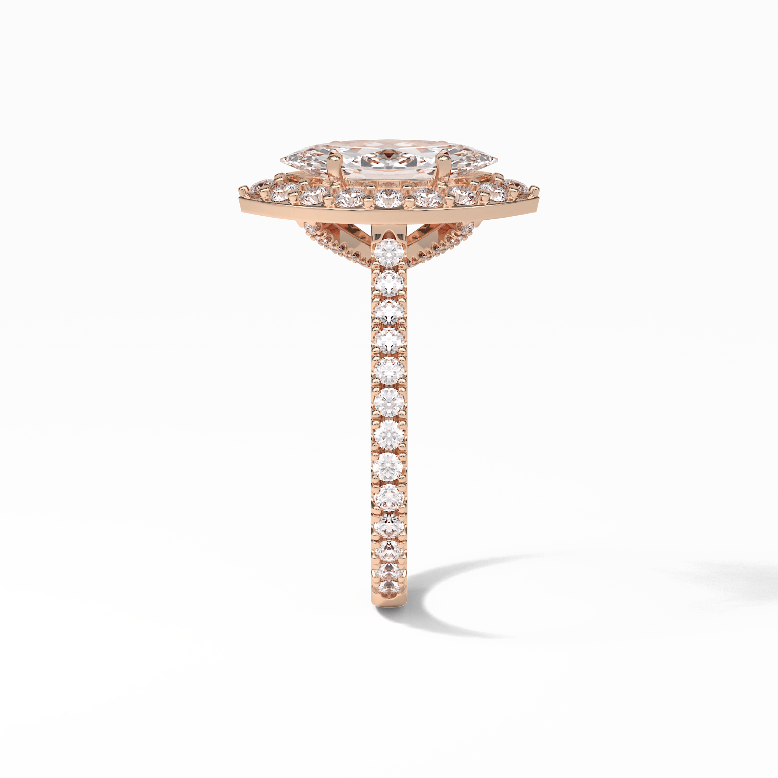 Marquise Pave & Halo Lab Grown Diamond Engagement Ring