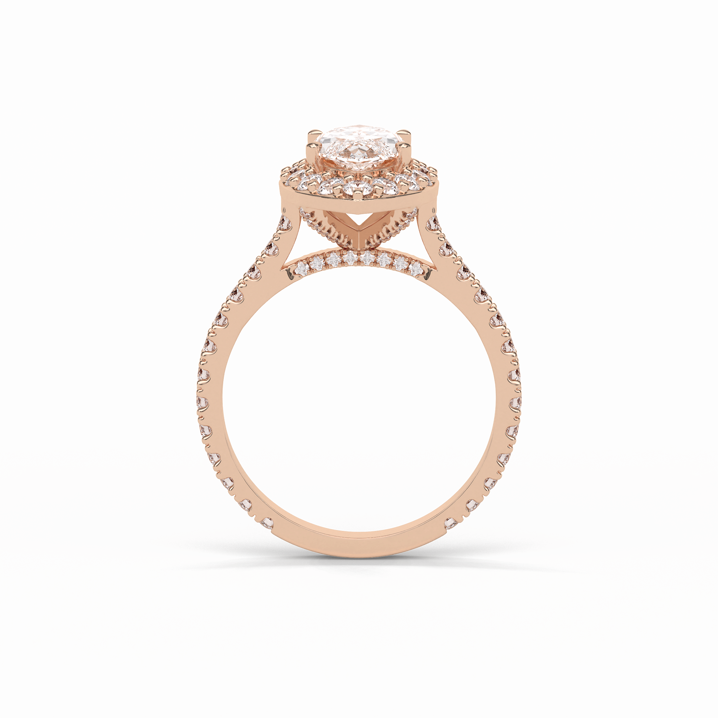 Marquise Pave & Halo Lab Grown Diamond Engagement Ring