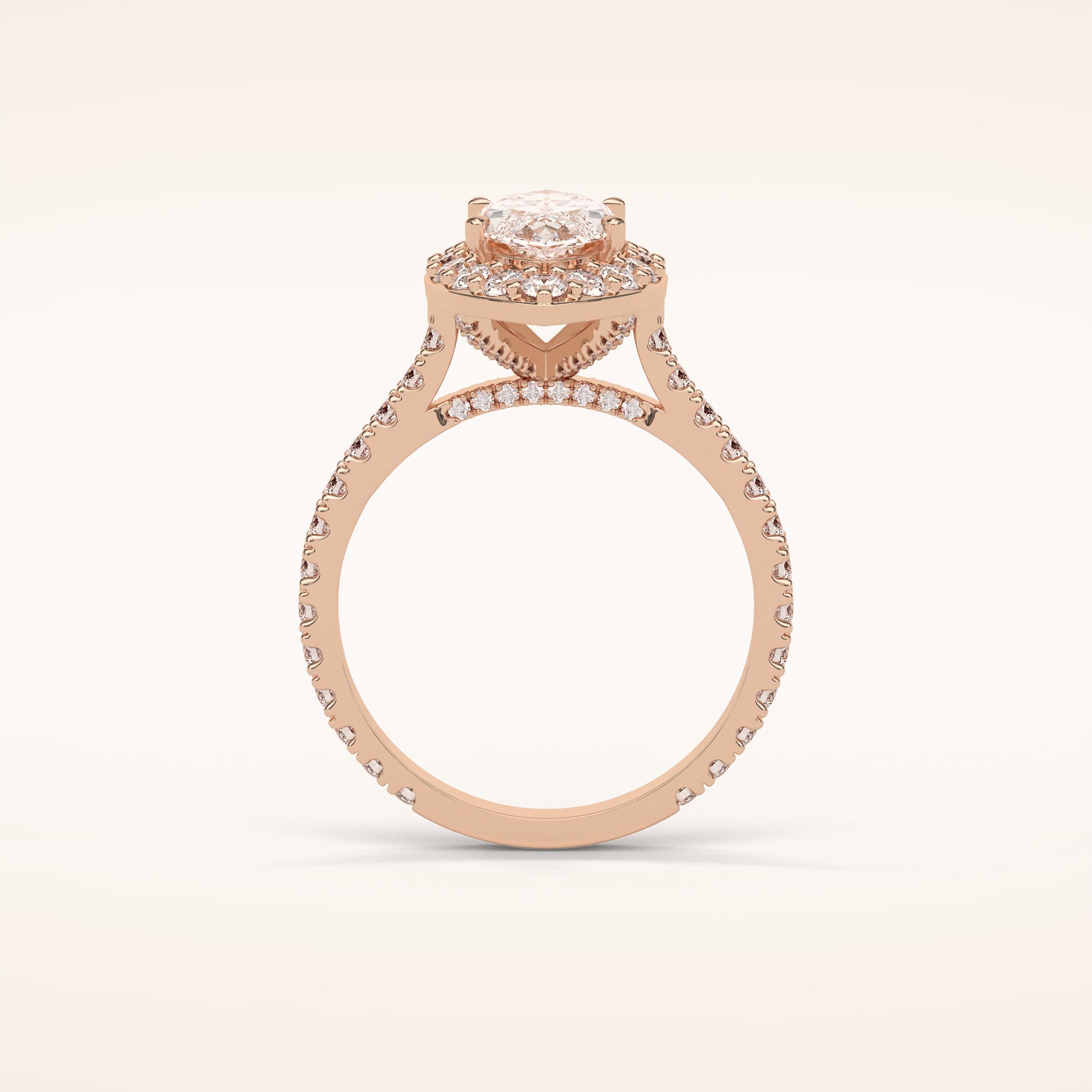 1.58 CT Marquise Shaped Halo & Pave Moissanite Engagement Ring