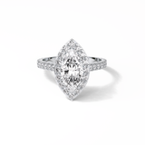Marquise Pave & Halo Lab Grown Diamond Engagement Ring