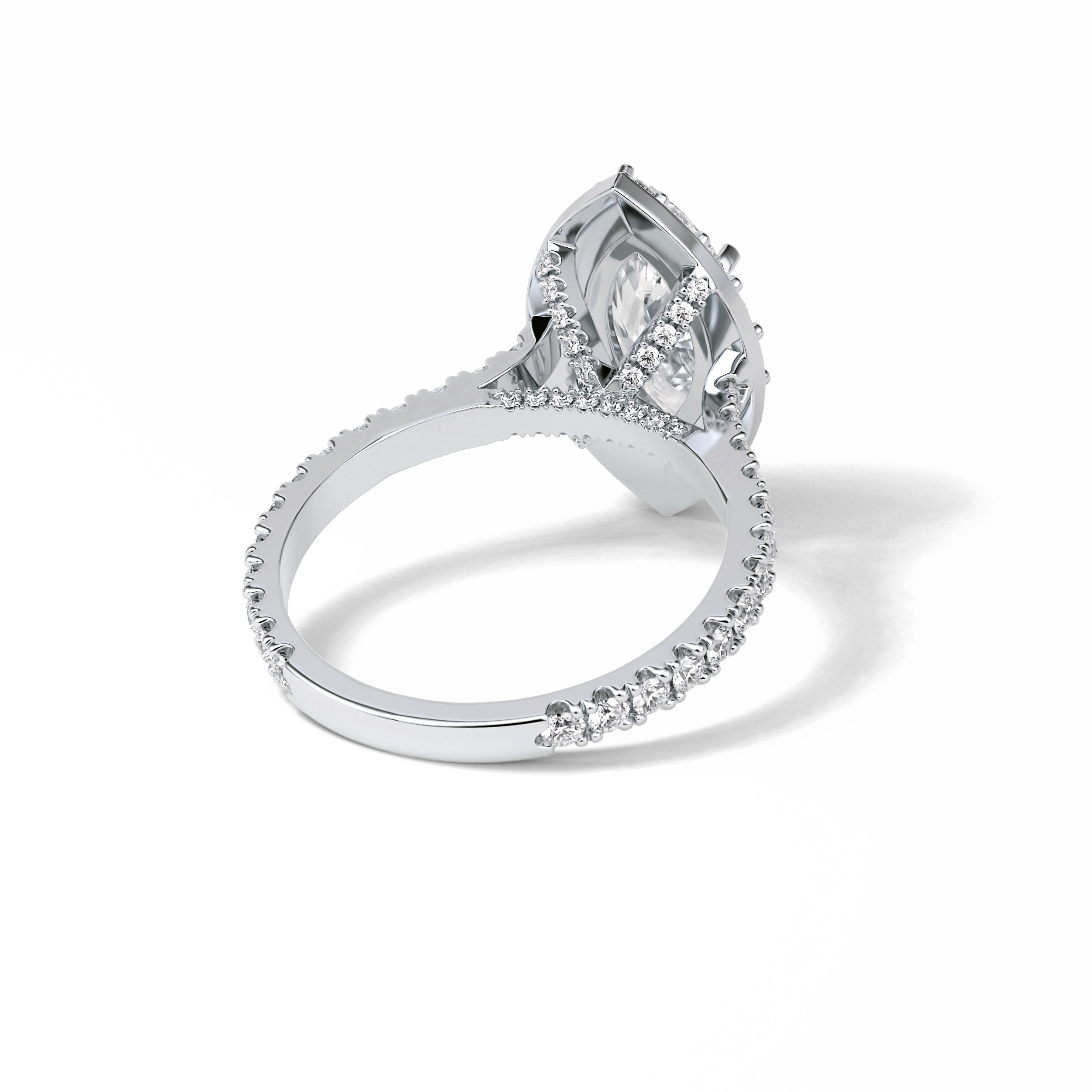 Marquise Pave & Halo Lab Grown Diamond Engagement Ring