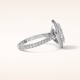 1.58 CT Marquise Shaped Halo & Pave Moissanite Engagement Ring