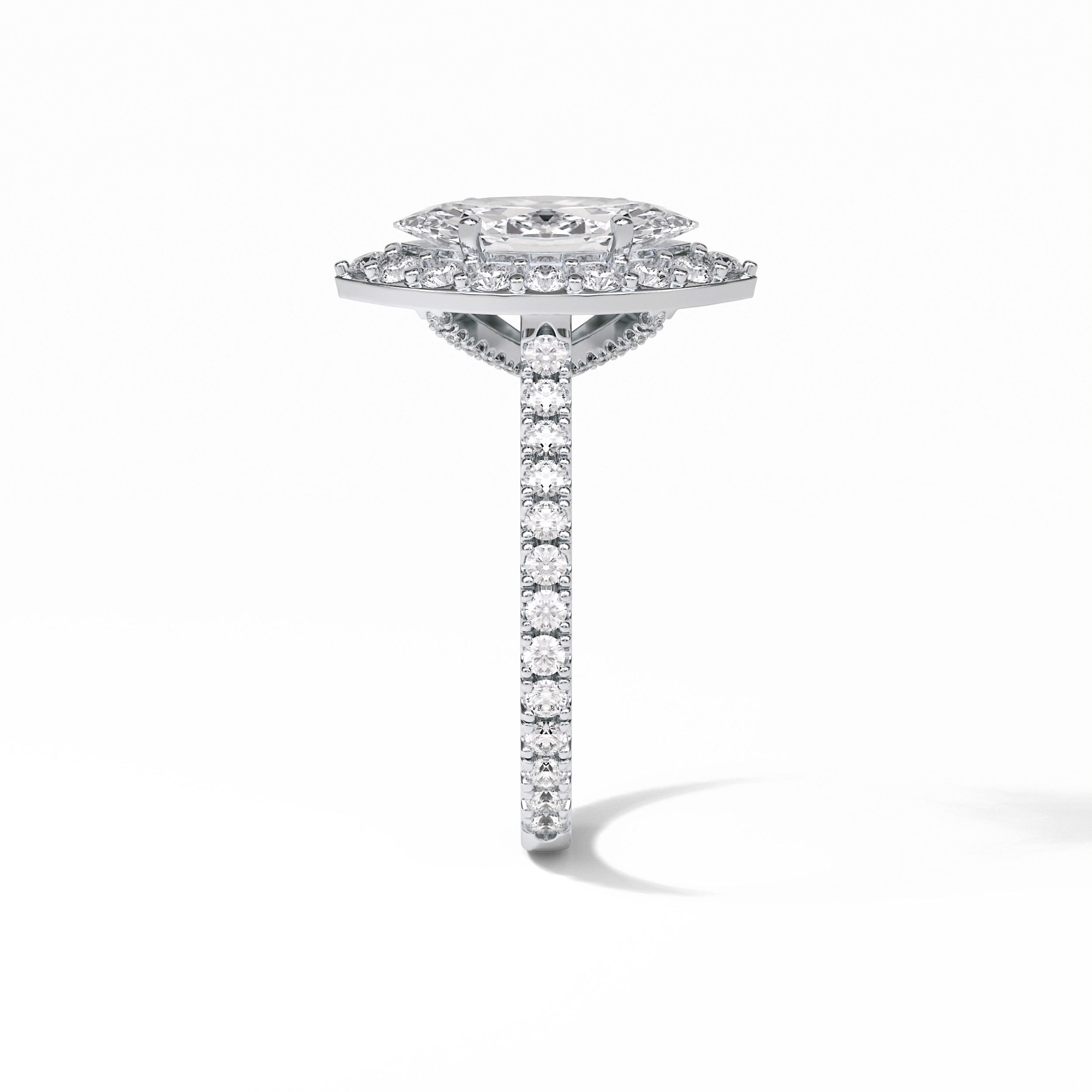 Marquise Pave & Halo Lab Grown Diamond Engagement Ring