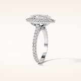 1.58 CT Marquise Shaped Halo & Pave Moissanite Engagement Ring