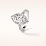 1.58 CT Marquise Shaped Halo & Pave Moissanite Engagement Ring