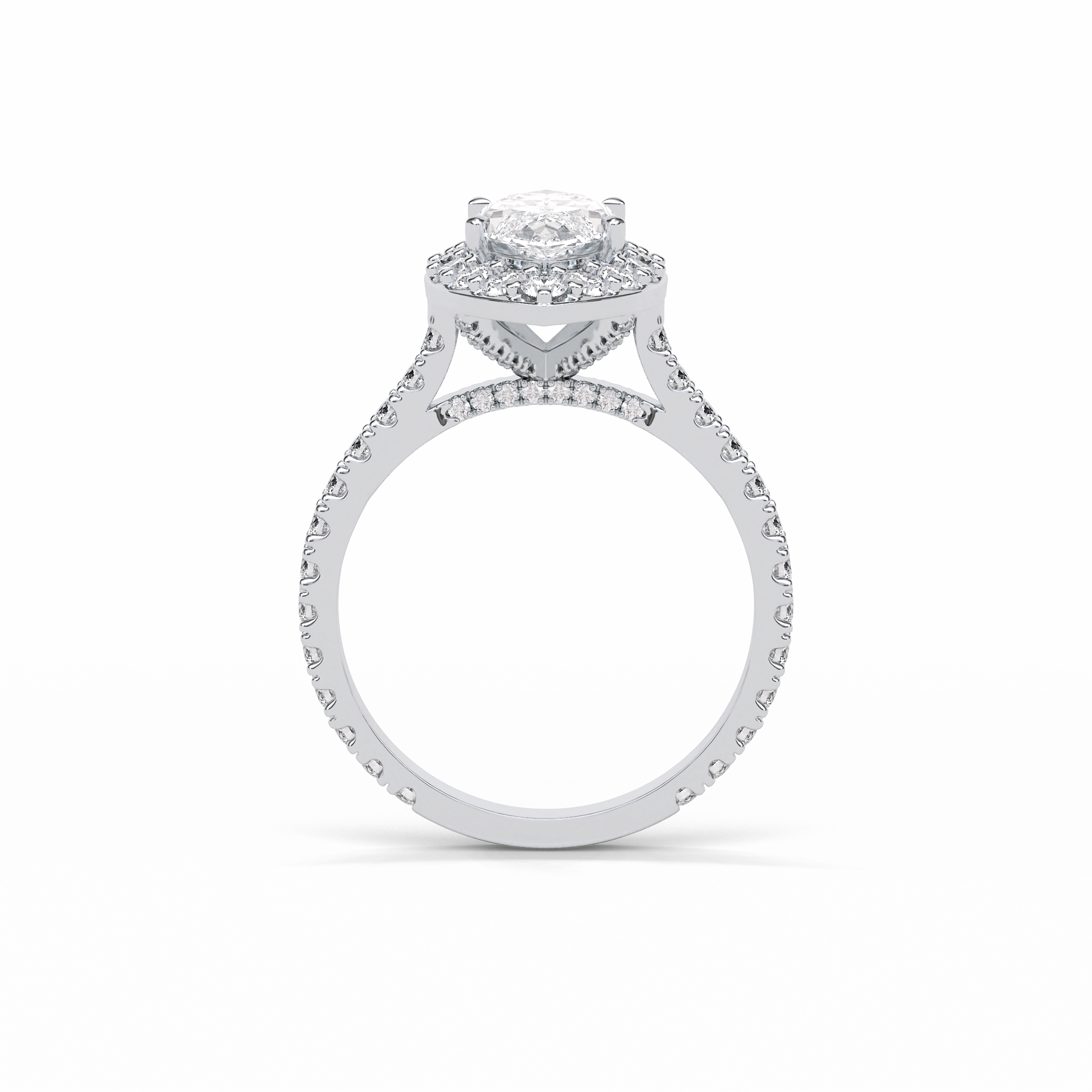 Marquise Pave & Halo Lab Grown Diamond Engagement Ring